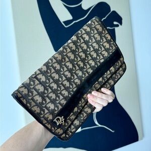 Dior Black and Tan Monogram Clutch
